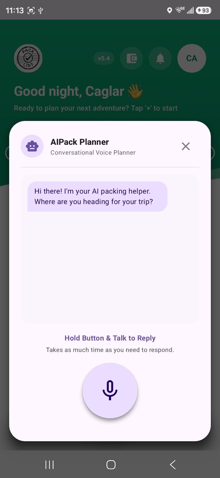 AIPack Planner conversational dialog