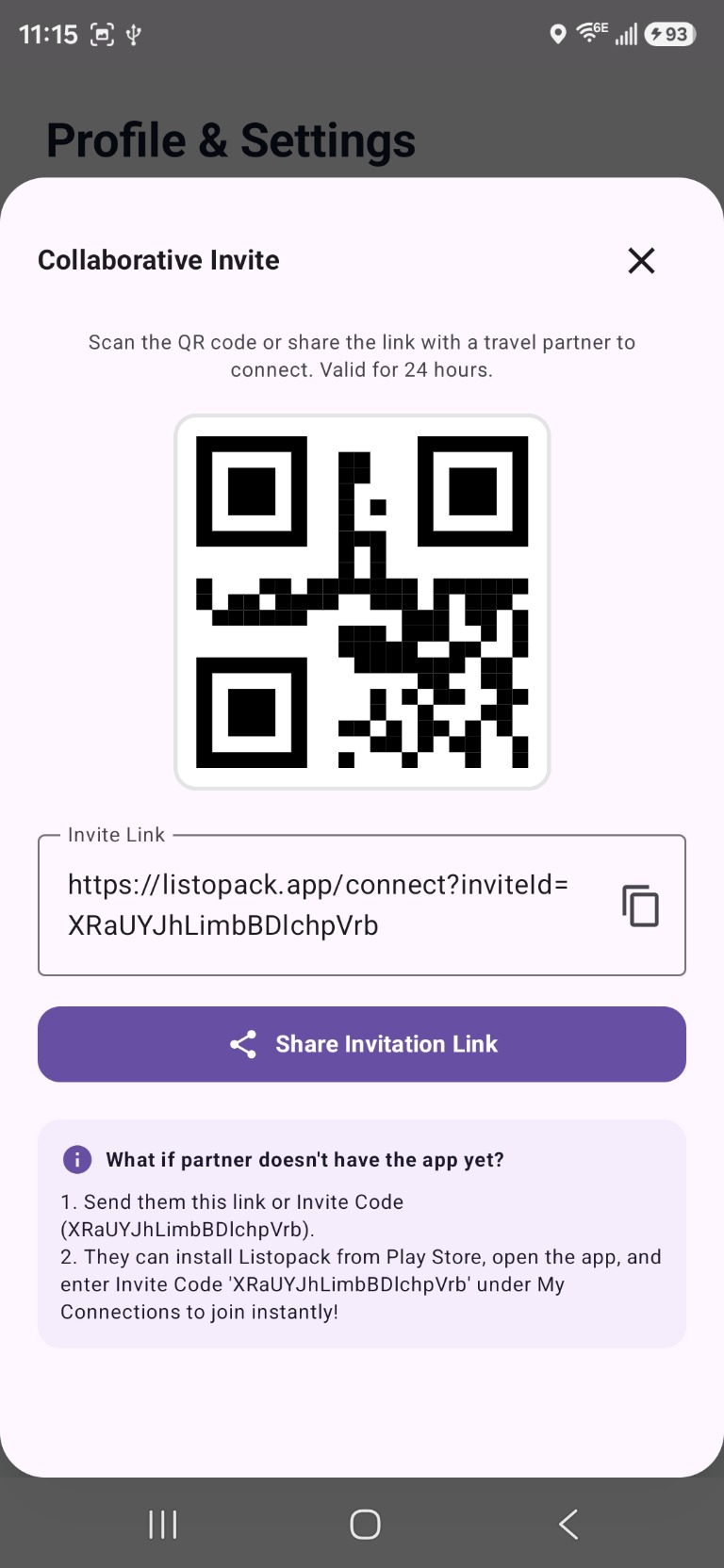 QR invite code